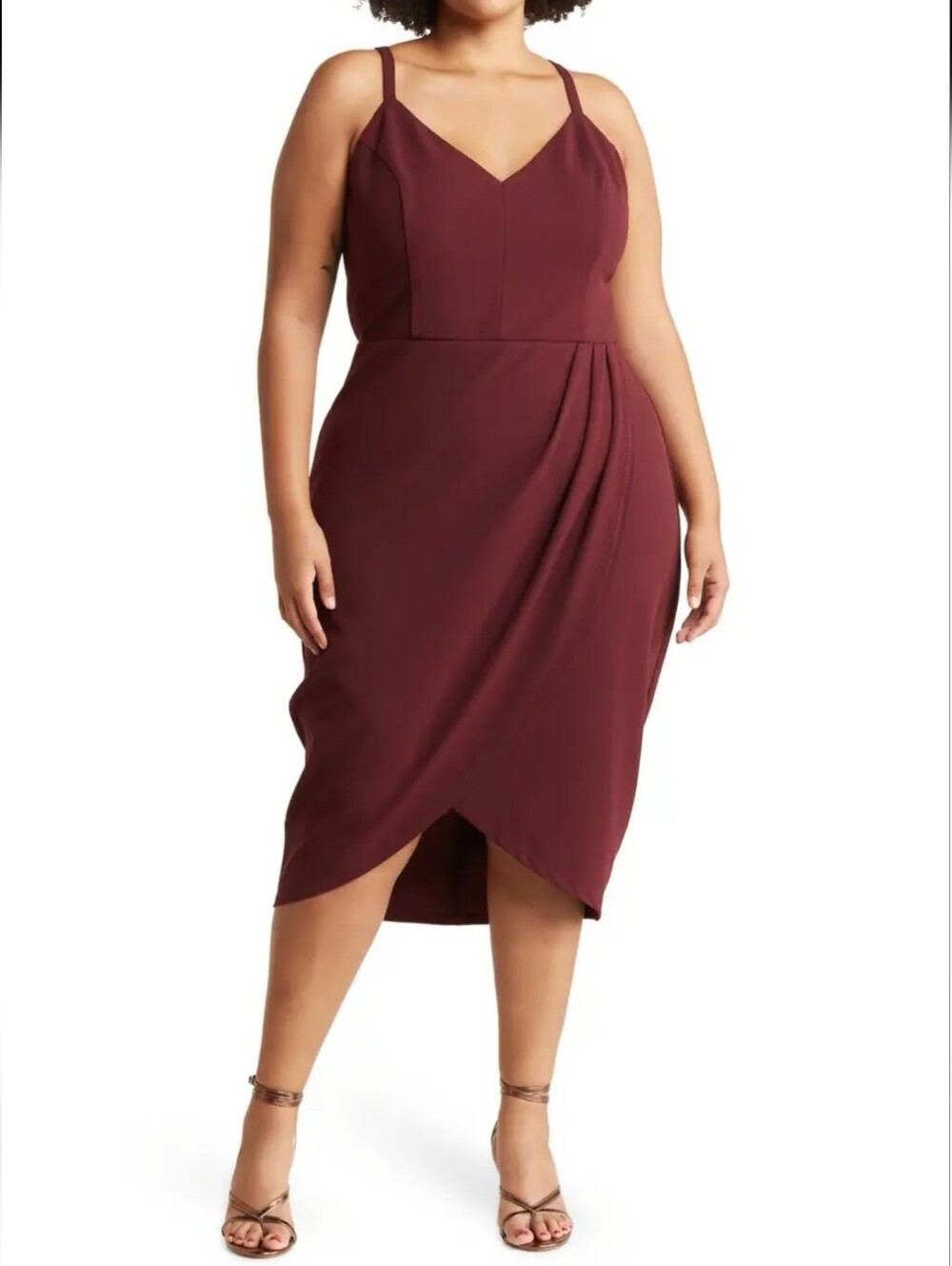NWT Socialite Curve Burgundy Faux Wrap Dress Spaghetti Strap Party Homecoming 3X